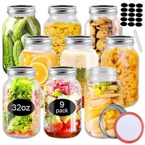 SLifeJars 메이슨 자 15피스 473.2ml 16온스 일반 입구 투명 유리 통조림 병 밀폐 누출 방지 뚜껑 및 밴드 포함 향신료 잼 허니 웨딩 샤워 선물 식사 보존, Mason Jars