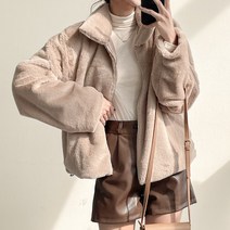 입꼬 카라 밍크 페이크퍼 크롭자켓 3color