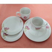 행남자기 핑크로렌 다과5p 머그2개 접시3개 사은품 티스푼~~