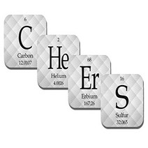 Periodic Table Coasters - Cheers - Neoprene 4 Piece Set - Science - Chemistry - Neurons Not Included, 1, black,white