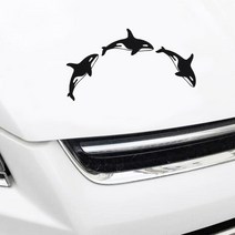 트렁크 오토바이 차량용 돌고래 스티커 오토바이스티커 바이크꾸미기, 블랙