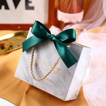 가방 결혼선물 토트백 사탕상자 2019 개성 적인 포토박스, T01-(핸드식 케이스 10개, C15-브론징 대리석녹색 리본