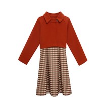 레드체크원피스 프렌치 디자인감각 보이핏 볼륨 모직 셀럽 스윗 등 있음 원피스코디세트 여성 겨울 가을 1711253328