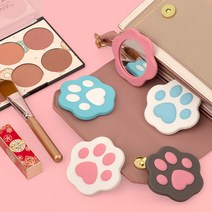 고양이 발바닥 모양 손거울 미니거울 휴대용 거울, 고양이 발바닥 손거울_블랙