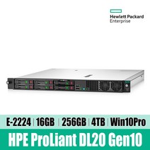 HPE DL20 Gen10 E-2224 16GB 256GB 4TB Win10 PRO Svr P17078-B21 웹 WEB 파일 DB 백업 ERP 더존용 데이타서버 재고보유