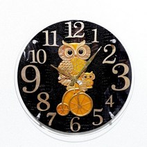 자전거부엉이벽시계 이사선물 벽걸이시계, 블랙