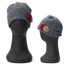 샵앤 여성 골지 방한 플라워 코사지 보넷모자 TRW-WH-0282-그레이