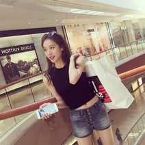 [바보사랑] 여자 봄 여름 데일리 크롭 민소매 나시[옷자락]