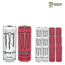 몬스터 에너지드링크 울트라(흰) + 파이프라인펀치(핑) 355ml x 24캔(반반) 1박스 몬스터캔, 24개