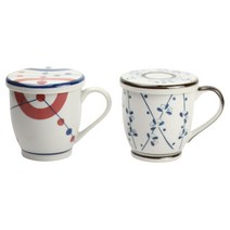 도자기 녹차 뚜껑 머그컵 270ml 차망 티 머그 잔, 라온