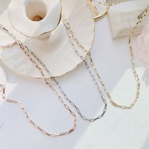 일루아샵 [써지컬스틸] 슬림 사각 클립 체인 목걸이 (3color)