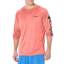 Columbia 남성용 PFG 터미널 태클 UPF 50 긴팔 낚시 티셔츠 블랙/쿨 그레이 로고 1X, 4X, Sorbet/Black Logo