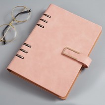 인조 가죽다이어리 마그네틱 6공 A5 다이어리 스프링 데일리 업무 각인 인쇄 살구색