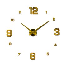 벽 시계 거울 시계 간단한 번호 스티커 DIY 3D Morden 음소거 거실 장식, 금