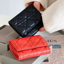 옴니아 양가죽 재물운 기하학 퀼팅 미니 여자반지갑 네오 반지갑 (3383C)