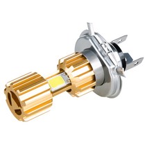 STK H4 Led 오토바이 헤드 라이트 12V 모토 전구 3400lm 슈퍼 밝은 흰색 램프, 80x49.5mm, 골든 실버, 알루미늄 합금