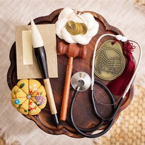 [바보사랑] 전통 돌잡이 8종 세트 (연브라운책-청진기), 상세 설명 참조