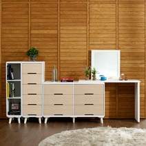 도린 와이드 화장대 풀세트, 색상:오크