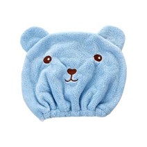 사랑스러운 고양이 머리 건조 캡 목욕 타올 마이크로 화이버 잠자는 수건 목욕 모자 욕실 액세서리, 블루, blue
