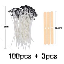 캔들심지 양초 나무 세트 100 + 3 개/대 원래 면화 캔들 위크 무연 꼰 코튼 윅 나무 고정 브래킷 DIY 촛불, 07 18