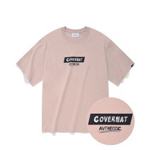 COVERNAT 두들 어센틱 로고 티셔츠 살몬핑크