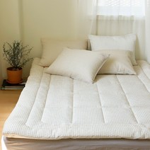 모모체크 시어서커 순면 시원한 여름 침대 패드 토퍼 SS Q, 차콜