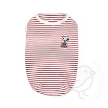 새임 스트라이프 티셔츠 레드 스피츠옷 리트리버옷 강아지나시, S