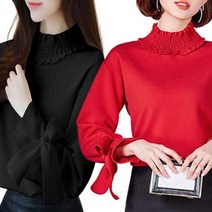 리더스타 여성블라우스 블랙+레드 2장 여성셔츠 루즈핏 셔츠 블라우스