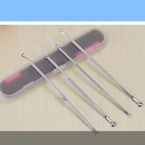 피지 제거 압출기 세트 여드름 짜는 도구 압출 바늘 피부과 집게 짜개 블랙헤드 제거 스틱, 1피지압출셋-실버