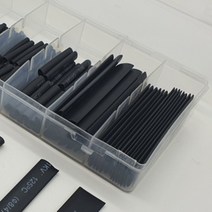 열 수축 튜브 세트 다양한 규격 커넥터 단선 방지 고무관 케이블 결속 방수 검정 폴리올레핀