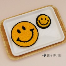 바다팩토리 블랙 스마일 뽀글이 자수 와펜 패치, S (3.6cm)
