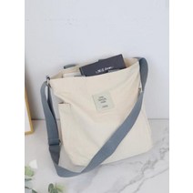 호쉔 캔버스 라벨 포켓 지퍼 크로스 에코백