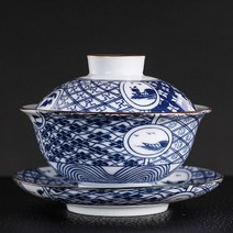 차선 차통 다구세트 휴대용 다도 트레이 중국 찻잔 차 빈티지 파란색과 흰색 도자기 가이 완 수제 세라믹 찻잔 휴대용 여행 차 그릇 홈 Teaware 개인 컵 ml, 11.5x8.8cm 150ml, A2