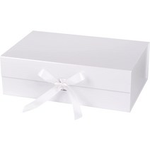 자석싸바리박스 싸바리박스 박스케이터링 WRAPAHOLIC 새틴 리본이 있는 블랙 선물 상자 2개 35.6 x 22.9 1, 06 White