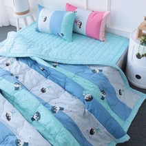 자미와침구 워싱순면 신비아파트 싱글 차렵이불, 블루