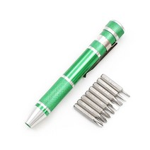 미세 드라이버 세트 다기능 8 In 1 미니 알루미늄 정밀 펜 스크류 스크루 수리 도구 키트 휴대 전화 핸드 툴, [03] green