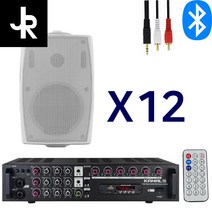 J-PRO 5인치 블루투스 매장용 카페 매장 업소용 벽걸이 북쉘프 미니 앰프 스피커 세트, 화이트, 내부 12개