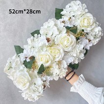 웨딩카 꾸미기 리본 프로포즈 자동차 장식 용품 50cm 웨딩 아치 꽃 벽 배열 파티 실크 인공 장미 행 배경 홈 테이블 센터 꽃, 흰 수국 장미