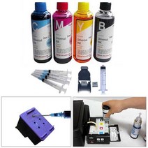 캐논 삼성 HP LG프린터 사용 리필잉크셋트 (잉크4색400ML+주사기4개+잉크석션기) 잉크충전으로 유지비용 절감, MG2490 2590용(잉크4색+주사기4개+석션기), 1개