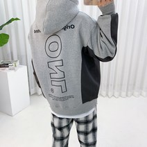 스트릿제이 세로 빅 로고 배색 기모 후드