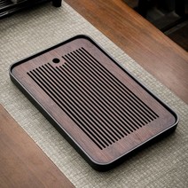 산수 차판 대나무 차트레이 퇴수기 다도 우드, 【춘선】다반(도색)블랙36x24