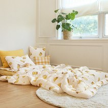 [카카오프렌즈(침구)] 카카오프렌즈 춘식이 광목 차렵이불+베개커버세트(SS)_냥냥춘식