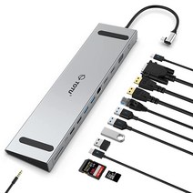 TOTU 13 in 1 USB C 도킹 스테이션 듀얼 4K HDMI VGA 82W PD 4 USB 노트북 도킹 스테이션 및 맥북용 스탠드 및 썬더볼트 3이 있는 윈도우 노, Grey