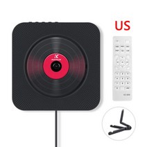 벽걸이CD플레이어 USB 블루투스 플레이어 휴대용CD플레이어 벽걸이 형 휴대용 CD 디스크 FM 라디오 TF 카드 원격 제어 내장 스피커 포함, [01] Black US plug