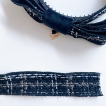 40mm폭 리본 공예 머리핀재료 헤어핀만들기 부자재 재료 diy 인터록 트위드 블랙 04, 상세페이지 참조, 상세페이지 참조