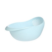 다용도채반 스텐 플라스틱 쌀 야채 손잡이 Household Rice Sieve Washing Filter Strainer Basket Fruit Ve, 01 Blue