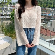 라운드넥 긴팔여름니트 크롭 홀가먼트
