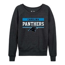 NFL 여성용 플러스 사이즈 차콜 크루넥 축구 의류 가벼운 슬라우치 래글런 소매 풀오버 506218, Carolina Panthers - Charcoal
