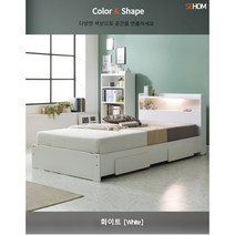 카이 LED침대+베이직단면 OR 프리미엄 봉합 단면, 화이트, 서랍형(서랍있음), 단면본넬매트리스