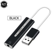 USB 외부 사운드 카드 7.1 듀얼 3.5mm 어댑터 케이블 2in1 잭 Aux 오디오 3D 스테레오 마이크 헤드셋 노트북 PC 용, 02 Black